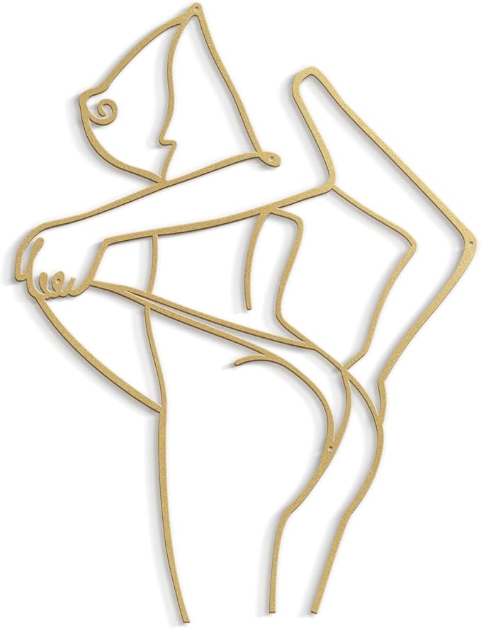 SIGNLEADER Metal Wall Art Decor Woman Body Outline Modern Abstract Wall Sculpture Hangings Home Decoration for Living Room, Bedroom, Bathroom, Kitchen, Outdoor - 18" Gold