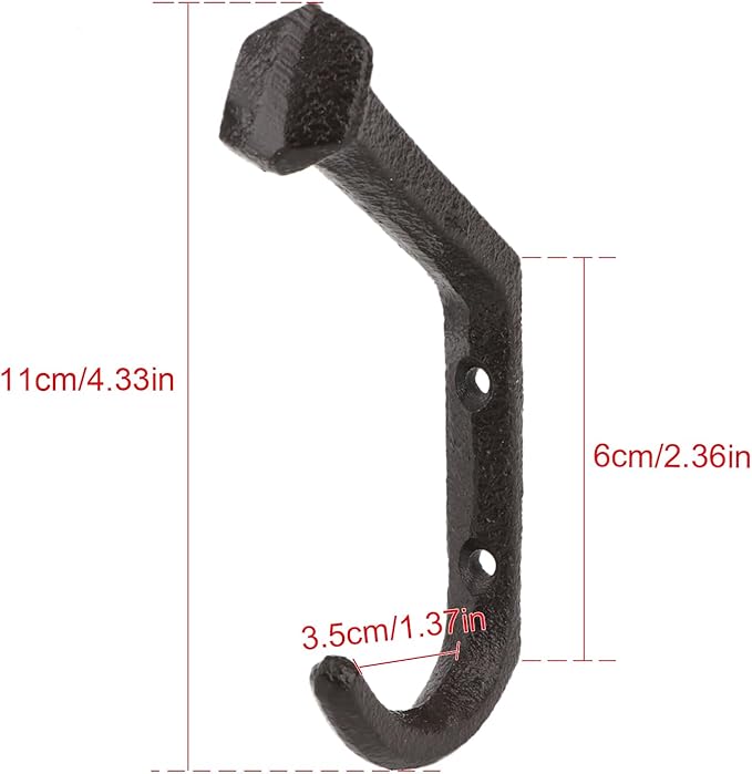 Railroad Spike Coat Hooks Vintage Cast Iron Wall Hook Heavy Duty J Shape Hooks Rustic Hook for Hanging Farmhouse Towels Clothes Bags Hats Keys 3 Pcs (J Shape)