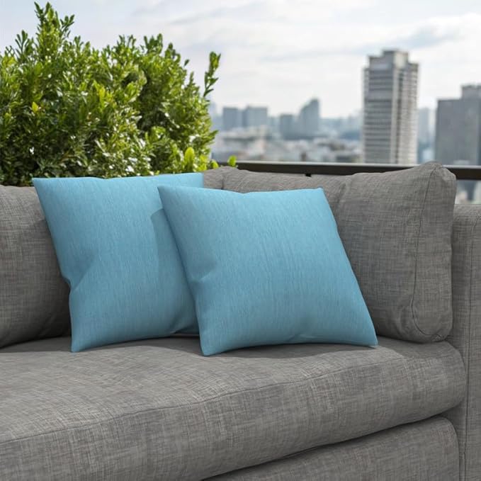 Covers & All Sunbrella Indoor/Outdoor Throw Pillows, Square Throw Pillows Inserts with Covers Set of 2 (Cast Horizon, 16x16)