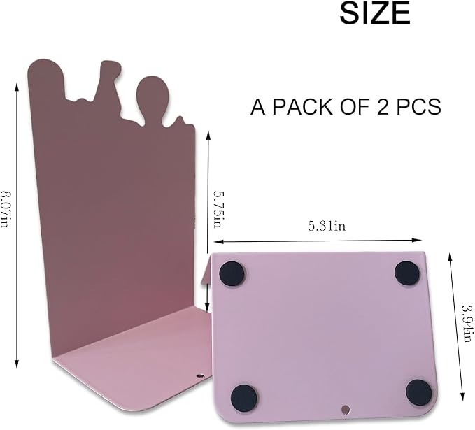 2 Pack Metal Bookends,Non-Slip Castle-Shaped with Baloon Cartoon Book Stopper,5.3"x3.9"x8"Heavy Duty Premium Decorative Book End, Supports for Kids Children Shelves,School,Room,Office,Learning Gifts