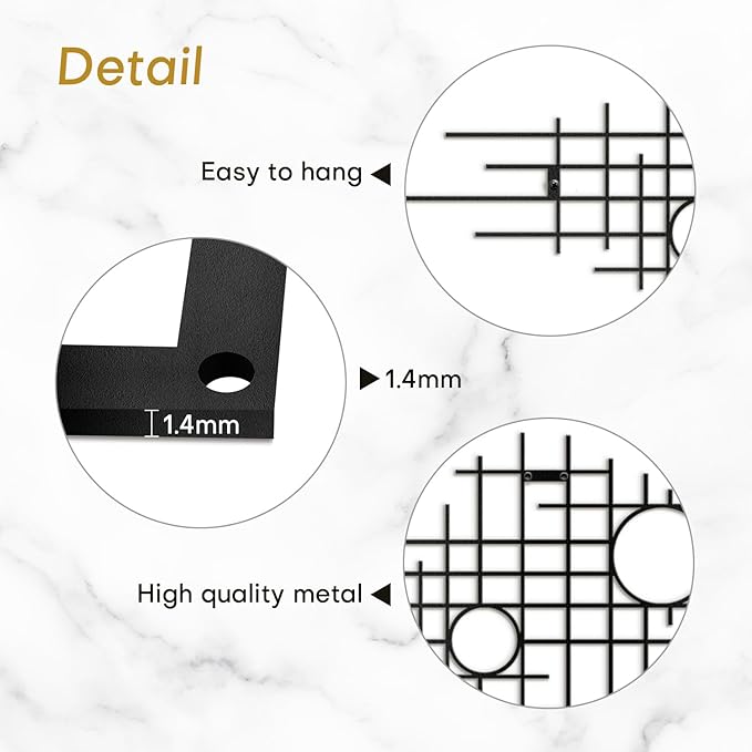 SIGNLEADER Metal Wall Decor Round Circle Abstract Minimalist Modern Luxury Wall Sculpture Hangings 3D Statue Home Decoration for Living Room, Bedroom, Bathroom, Kitchen, Fireplace, Office - 18" Black