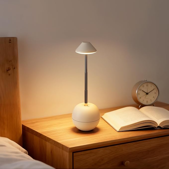 Rechargeable LED Night Light for Bedroom - Bright Bedside Lamp with Remote Control, Desk Lamp & Mood Lighting for Kids Adults (White)