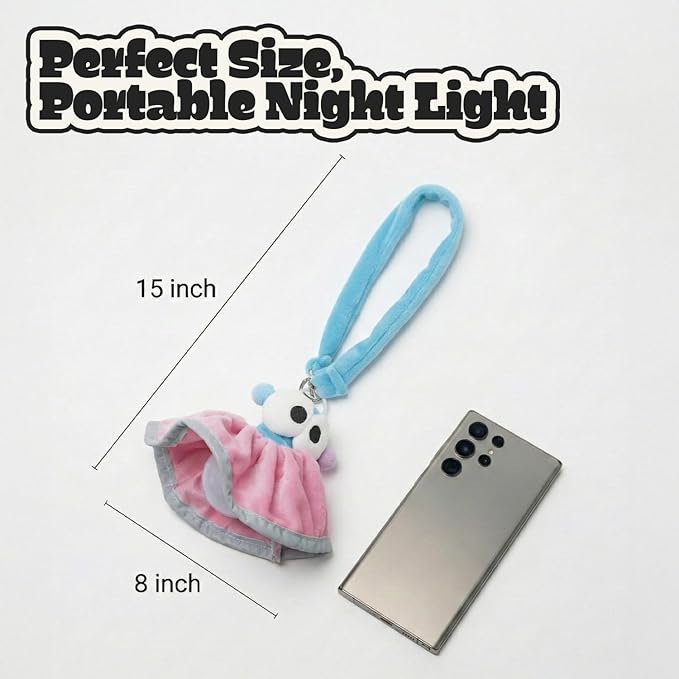 Aesthetic Plush LED Night Light, 1200mAh Rechargeable Mood Lamp, 3 Color Temperatures (Warm/Nature/Cool), 150 Lumens Dimmable Nursery Light with Remote, 1-4H Timer, Bedside Decor,Pink Blue