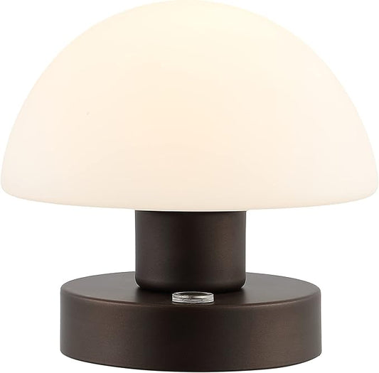 JONATHAN Y JYL7113A Zoe 5.75" Bohemian Farmhouse Iron Rechargeable Integrated LED Table Lamp Contemporary Bedside Desk Lamp for Bedroom Living Room Office, Oil Rubbed Bronze/White