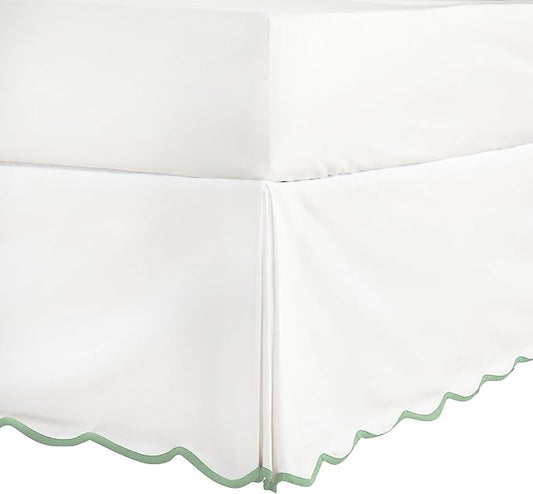 HIG Off-White Chic Full Bed Skirt - Easy Fit Scallop Edge Pleated Bedskirts, 14 Inch Drop Anti-Slip Dust Ruffle, Thick Fabric for Enhanced Privacy, Pre-Washed for Long-Lasting Use(N60022)