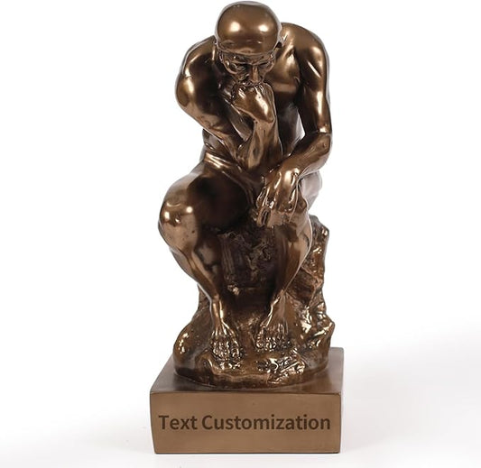 Magicsculp-Text Customization The Thinker Statue in Premium Cold Cast Bronze- 12-Inch Museum Grade Collectible Figurine-(Large-Decoration)