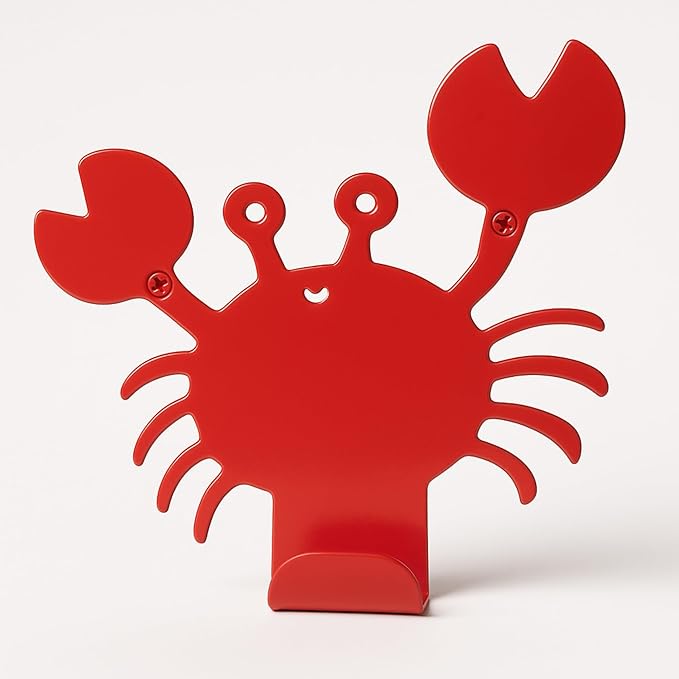 Cute Crab Wall Hook – Heavy-Duty Metal Hook for Hanging Coats, Backpacks, Towels & More – Fun Kids’ Wall Hooks for Bedroom, Playroom, Nursery & Bathroom – Decorative & Durable (Red)