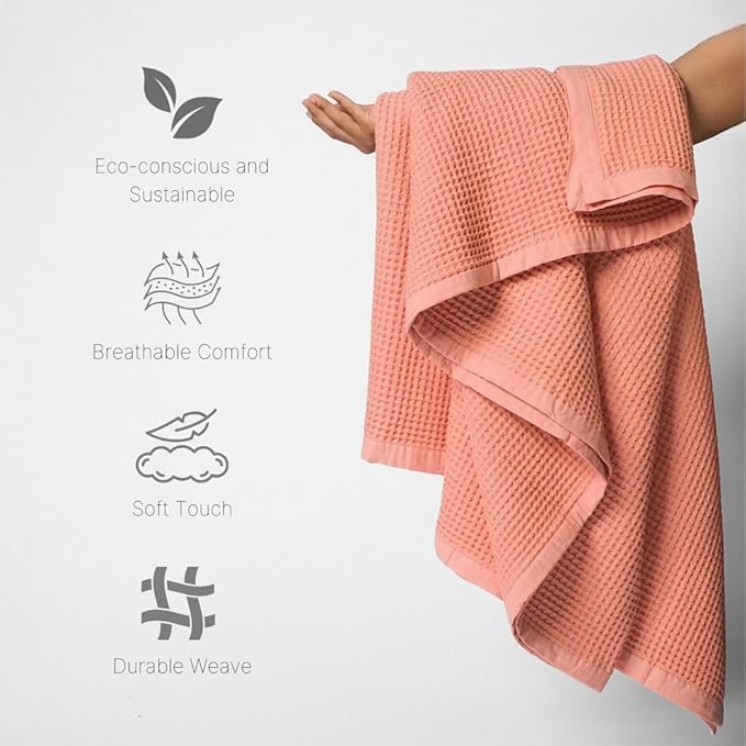 9Threads GOTS Certified Organic Cotton Waffle Weave Blanket, King Bed Blanket,108"X90" Cozy Throw Blanket for Couch, Modern Home Decor, Throw Blankets,Comfy Waffle Blanket, Soft Bed Blankets -Sun Bay