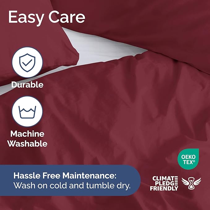 CGK Unlimited Duvet Cover King Size Set - Extra Soft King Size Duvet Cover 104 x 90 with 2 Pillow Shams - Hotel Quality, Fade Free w/Zipper Closures & Ties - Bedding and Bed Linens Set (Burgundy)