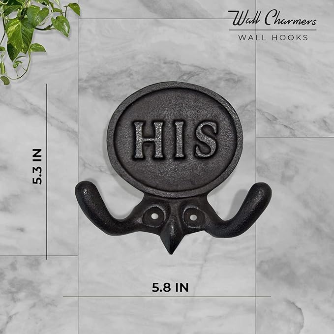 Wallcharmers Set of 2 His and Hers Towel Hooks for Bathrooms, Mr & Mrs. Farmhouse and Rustic Bathroom Hooks for Towels, Bronze
