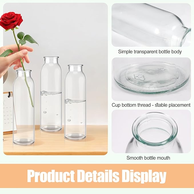 12 Pcs Glass Bud Vases Bulk,Clear Small Glass Vases,Mini Flower Vase for Centerpieces,Decorative Bottle Vase for Party,Wedding Reception,Dining Table,Home Decor