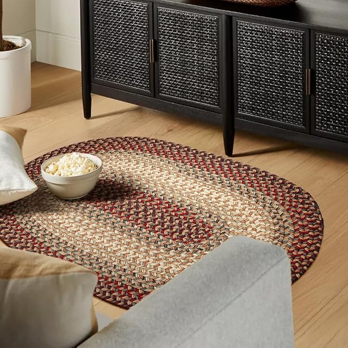 RRI Home Decor EastEnd EL73 Spanish Red 2' x 3' Oval - Braided Area Rug, Home Decor, Floor Mat or Bedroom Rug - Easy Care, Ideal for High Traffic Areas in Hallway and Living Room - Made in USA
