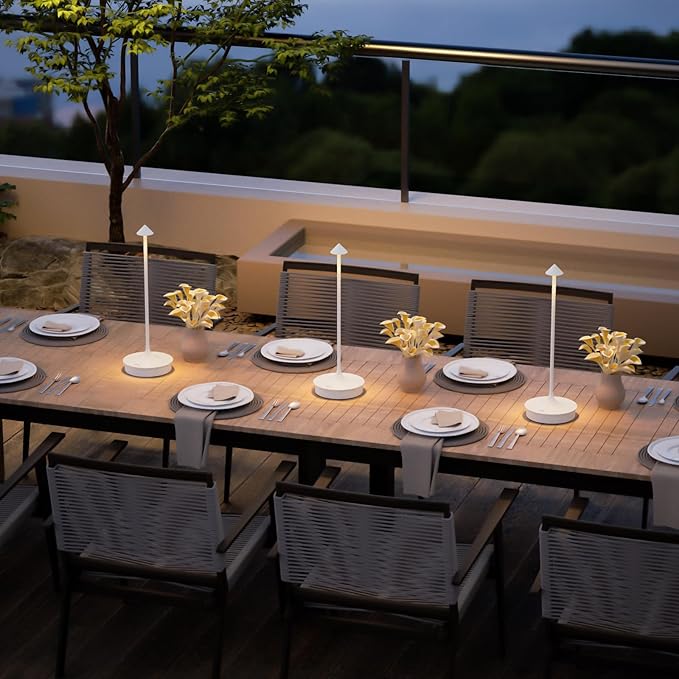 Small Cordless Table Lamp Rechargeable, Battery Operated Desk Lamp, 4000mAh LED Touch Lamp, Dimmable Portable Outdoor Waterproof Wireless Table Light for Restaurants/Bars/Outdoor(1PC,White)
