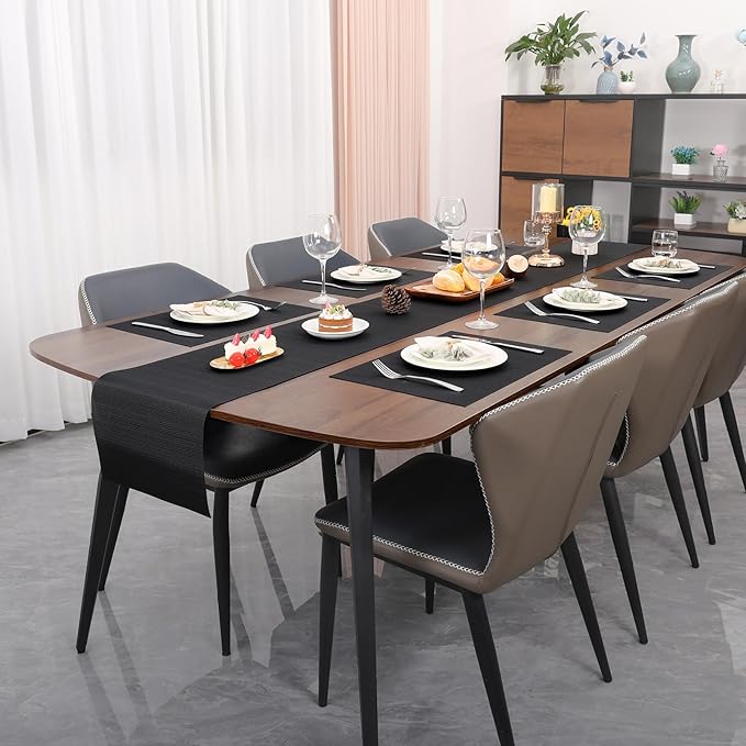 Myir JUN Placemats Set of 4, Vinyl Woven Placemats Place Mats Indoor Set of 4 Washable Table Mats Non-Slip Place mats for Dining Table (Black, Set of 4)
