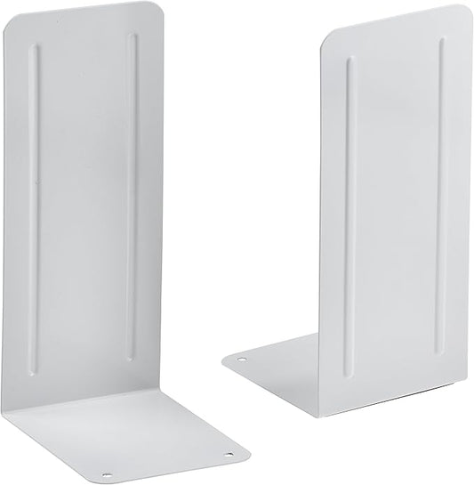 Acrimet Jumbo Premium Metal Bookends 9" (Heavy Duty) (White Color) (1 Pair)