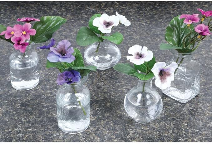 ART & ARTIFACT Mini Vases for Flowers - Small Glass Vases, Clear 5 Vase Set Single Bud Vases for Flowers, Room Decor - Clear