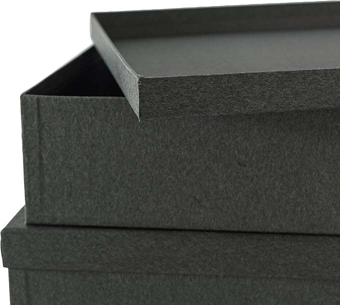 Soul & Lane Decorative Storage Boxes with Lids, Paper Storage Box Set for Keepsakes and Photos, Decorative Boxes for Home Decor, Stationery, Office Organizers, Black Kraft