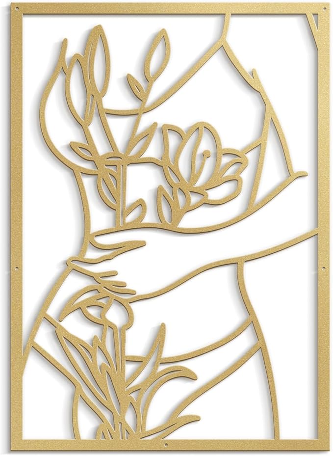 SIGNLEADER Metal Wall Art Decor Women Body Line Modern Abstract Wall Sculpture Hangings Home Decoration for Living Room, Bedroom, Bathroom, Kitchen, Outdoor - 18" Gold