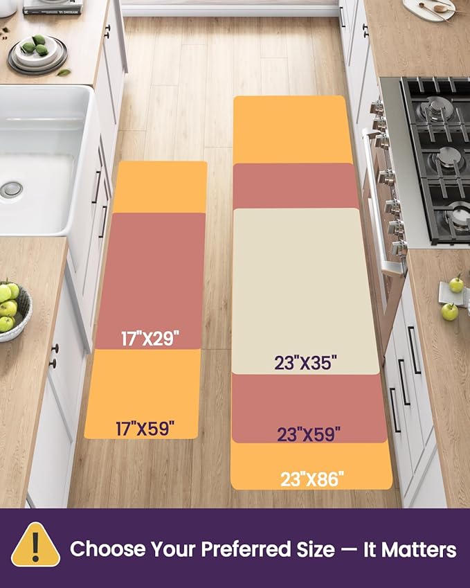 DEXI Kitchen Mats for Floor Cushioned, 23x59 Extra Large Wide Runner Rug Non Slip, Waterproof Soft Comfort Standing Padded Anti Fatigue Decorative, Light Beige