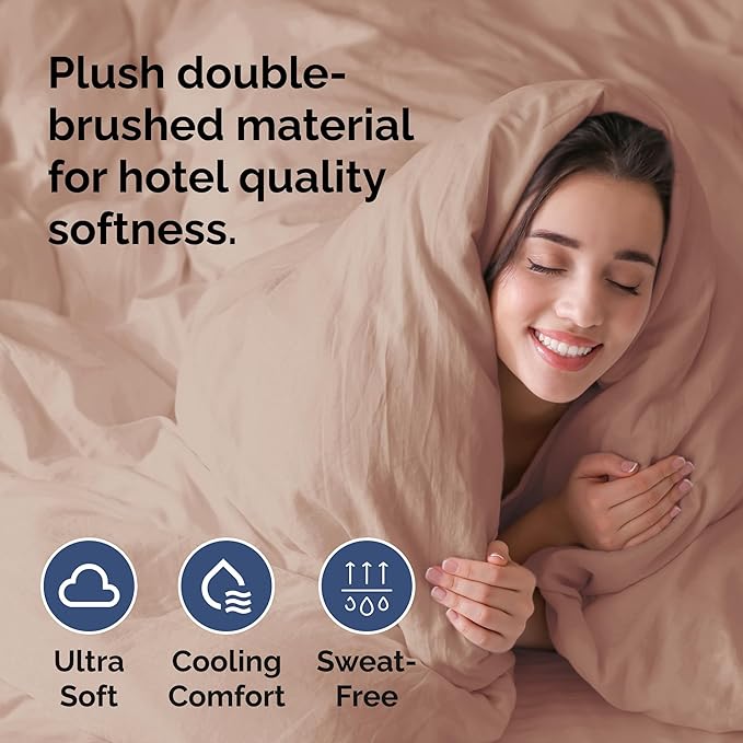 CGK Unlimited Duvet Cover Queen Size Set - Extra Soft Queen Size Duvet Cover 90 x 90 with 2 Pillow Shams - Hotel Quality, Fade Free with Zipper Closures & Ties - Bedding and Bed Linens Set (Mauve)