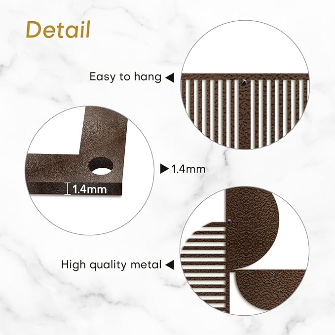 SIGNLEADER Metal Wall Decor Boho Geometric Lines Minimalist Modern Luxury Wall Sculpture Hangings 3D Statue Home Decoration for Living Room, Bedroom, Bathroom, Kitchen, Fireplace, Office - 24" Bronze