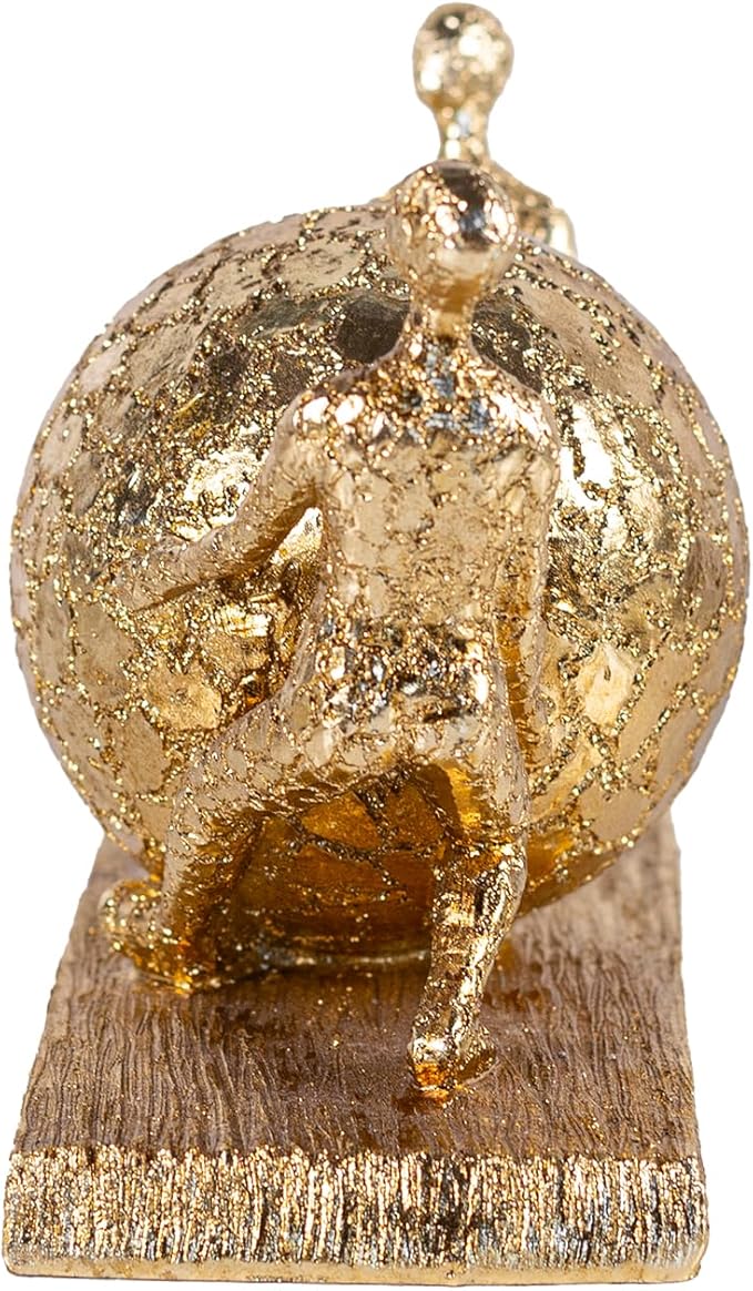 Spherical Statue Resin Sculpture Athlete Art Metal Decoration Statue Home and Office Decoration - Gold