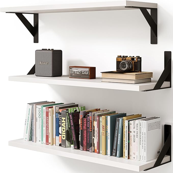 Floating Shelves for Wall, Wall Mount Book Shelf, Hanging Shelves, Wall Bookshelf for Bedroom, Office, Living Room