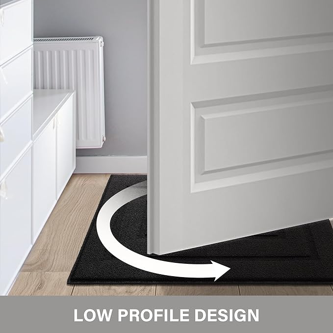 GRANNY SAYS Front Door Mat Indoor Entrance, Indoor Door Rugs for Entryway, Low-Profile, Non-Slip Rugs, Washable Floor Mat, 32x20, Black