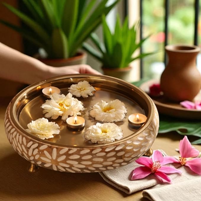 RITUALISTIC Vrinda Wooden Urli for Flower Decoration | Wooden Urli Bowl for Home Decorations Kitchen Décor Bowl for Decoration Perfect for Festive Occasion & Valentine's day gift