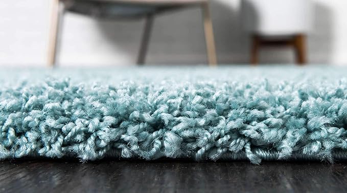 Unique Loom Solid Shag Collection Area Rug (2' 6" x 13' 1" Runner, Light Slate Blue)