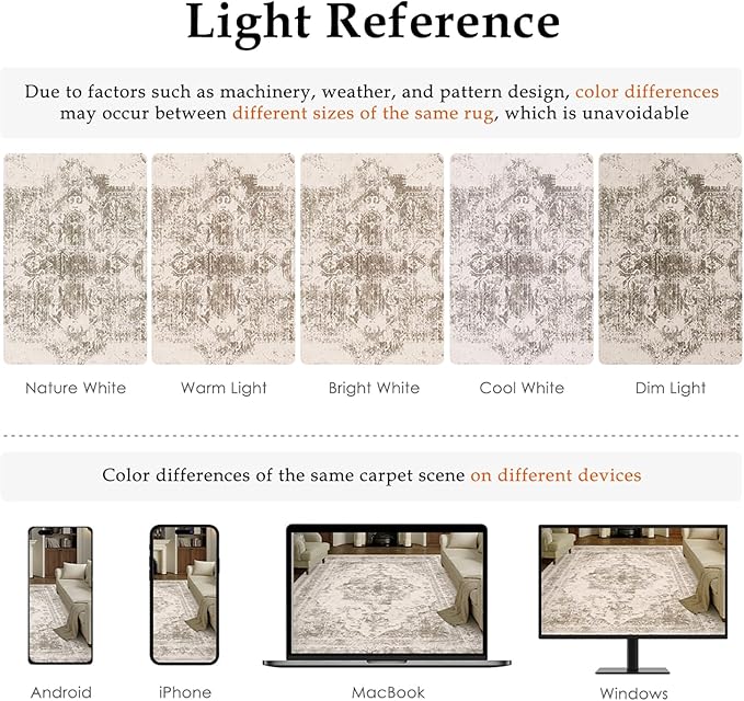 PureCozy Runner Rug 2x7 Beige Hallway Washable Carpet Non Slip Vintage Medallion Carpet Low Pile Soft Distressed Retro Indoor Long Rug for Entryway Kitchen Bathroom Laundry Bedroom