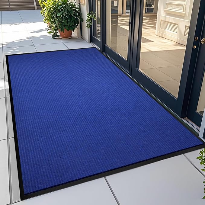 71" x 48" (6' x 4') Non-Slip Welcome Mat for Front Door - Indoor Outdoor Entryway Rug with Rubber Backing | Heavy Duty Durable Mat for Home, Patio & Garage, Navy