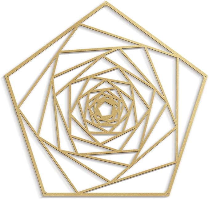 SIGNLEADER Metal Wall Decor Geometric Lines Rose Minimalist Modern Luxury Wall Sculpture Hangings 3D Statue Home Decoration for Living Room, Bedroom, Bathroom, Kitchen, Fireplace, Office - 18" Gold