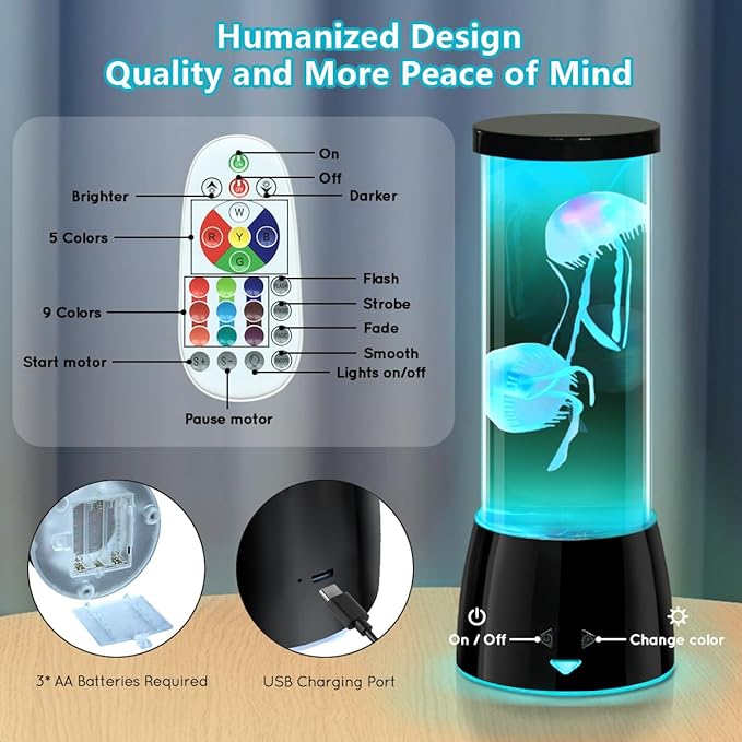 Cool Jellyfish Lamp – Remote Dimmable Control Multi & 17 Color Changing Mood Light – Gifts for Kids,Valentines Galentines Day Gifts for Her