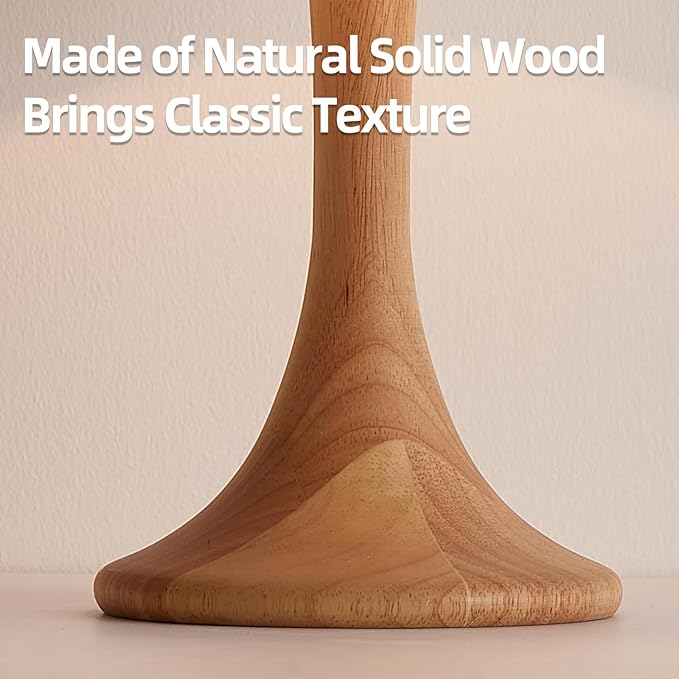 Bedside Table Lamp for Bedroom, Nordic Plug in Fabric Shade & Solid Wood Base Desk Lamp, Plug & Play Yellow Wood Color Nightstand Lamp for Living Room, Office, Switch Power Cord 【Bulb Not Included】