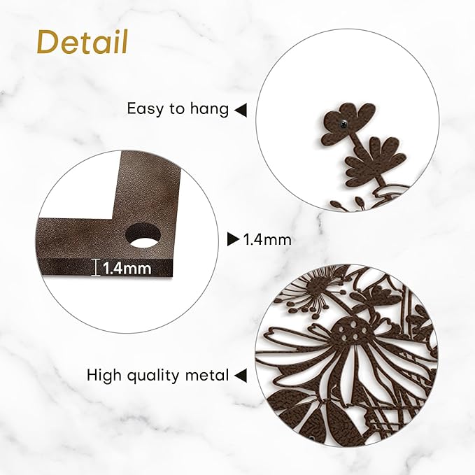 SIGNLEADER Metal Wall Art Decor Flower Bouquet in Bottle Minimalist Modern Abstract Wall Sculpture Hangings Home Decoration for Living Room, Bedroom, Bathroom, Kitchen, Outdoor - 18" Bronze