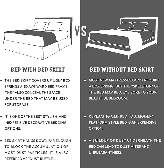 Valencia Beddings Split Corner Bed Skirt 18 Inch Drop Queen Size 100% Natural Cotton Wrinkle and Fade Resistant Queen Size, Silver Grey Solid