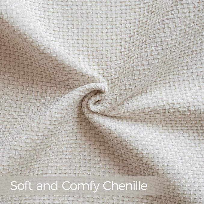 a moment Ivory Chenille Throw Pillow Covers 12x20 Inch Pack of 2 Modern Decorative Throw Pillow Covers Farmhouse Cross Covers Home Decor for Sofa Bedroom Living Room