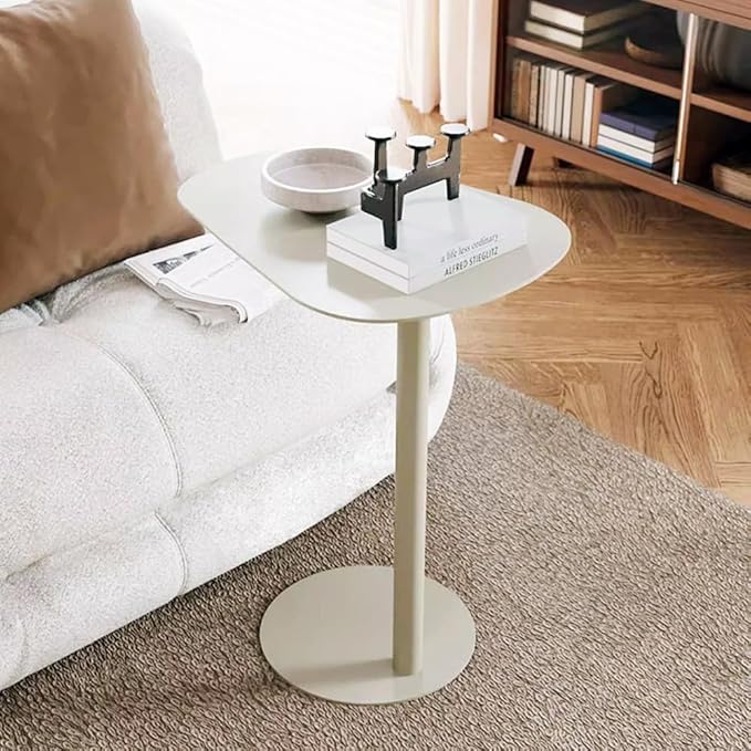 C Shaped Side Table End Coffee Tables, Aesthetics Minimalist Accent Tables, Multifunction Oval Metal Side Tables for Living Room Bedroom Sofa Balcony Couch Patio Yard Garden Indoor & Outdoor