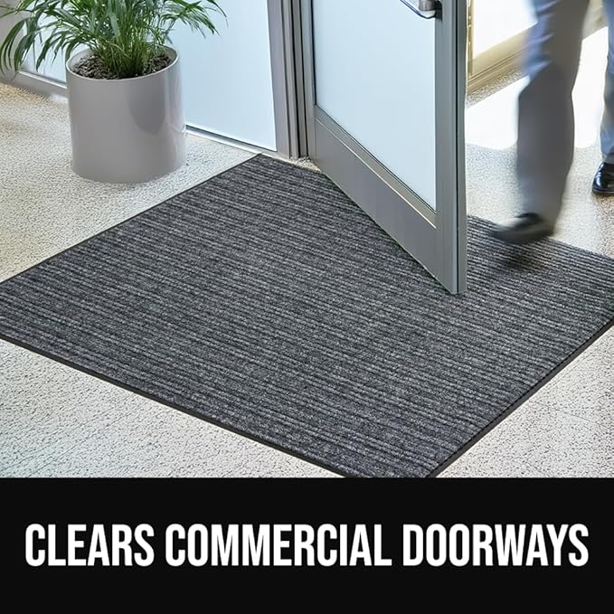 GORILLA GRIP Waterproof Traffic Guard Door Mat, 72x48, Heavy Duty Entryway Mats, Strong Backing Commercial Utility Rugs for Office Hallway, Garage Floor and Home, Low Profile Carpet, Light Gray