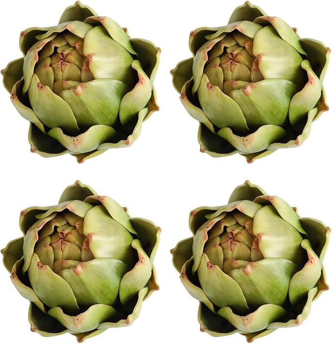 Large Green Artificial Artichokes Fruits - Fake Fruits and Realistic Vegetables for Kitchen Bowl and Vase Filler Decorations (4)