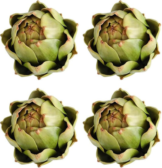 Large Green Artificial Artichokes Fruits - Fake Fruits and Realistic Vegetables for Kitchen Bowl and Vase Filler Decorations (4)