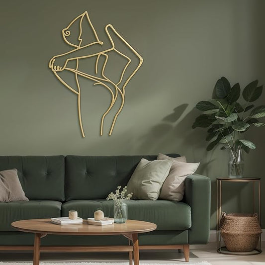 SIGNLEADER Metal Wall Art Decor Woman Body Outline Modern Abstract Wall Sculpture Hangings Home Decoration for Living Room, Bedroom, Bathroom, Kitchen, Outdoor - 18" Gold