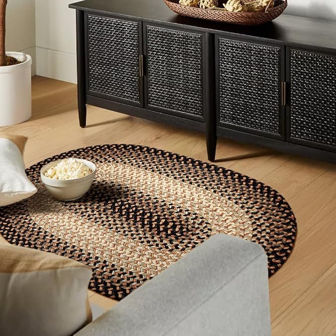 RRI Home Decor EastEnd EL83 Charcoal 2' x 3' Oval - Braided Area Rug, Home Decor, Floor Mat or Bedroom Rug - Easy Care, Ideal for High Traffic Areas in Hallway and Living Room - Made in USA