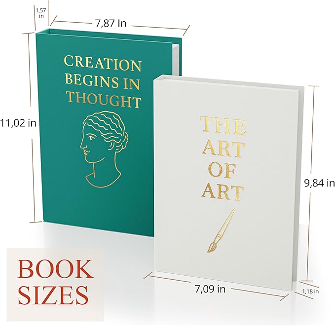 Fake books for decoration - Set of Two - Cardboard and linen - Decor Books for coffee table - Decorative boxes for home decor aesthetic - box storage (Art of Art)