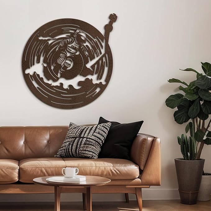 SIGNLEADER Metal Wall Art Decor Astronaut Modern Abstract Wall Sculpture Hangings Home Decoration for Living Room, Bedroom, Bathroom, Kitchen, Outdoor - 18" Bronze
