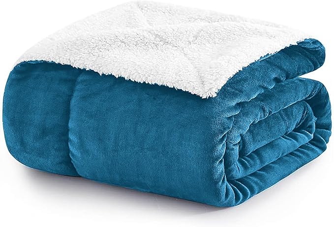 MOONLIGHT20015 Sherpa Throw Blanket - (Teal, 50X60 Inches) Soft and Warm Blankets for Winter Thick, Fluffy and Plush Blanket for Bed, Sofa, Camping and Travel