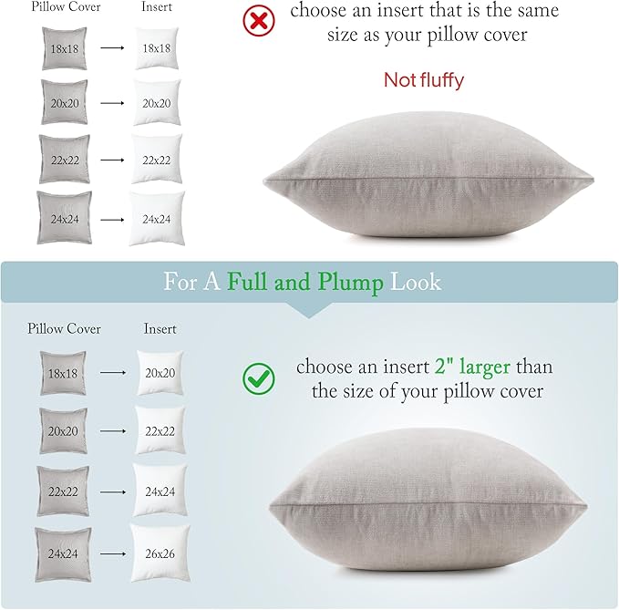 puredown® Natural Feather Down Throw Pillow Inserts 20 x 20 (Set of 2, White), Décor Pillow for Couch, Chairs, Office, Apartments