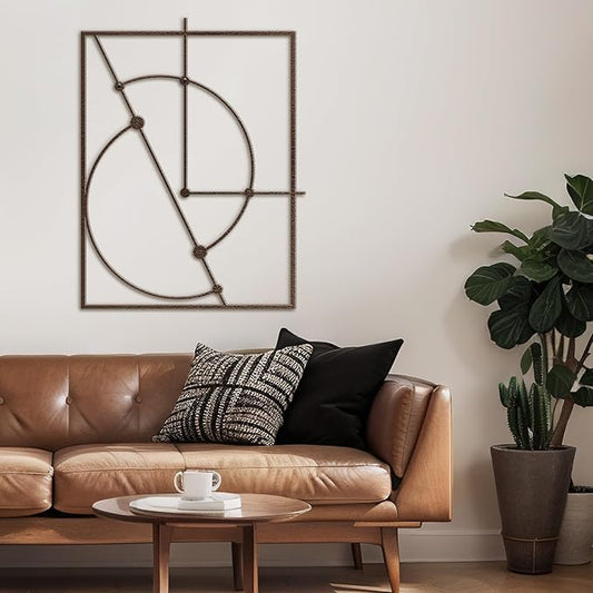 SIGNLEADER Metal Wall Decor Circles Minimalist Modern Luxury Wall Sculpture Hangings 3D Statue Home Decoration for Living Room, Bedroom, Bathroom, Kitchen, Fireplace, Office - 24" Bronze