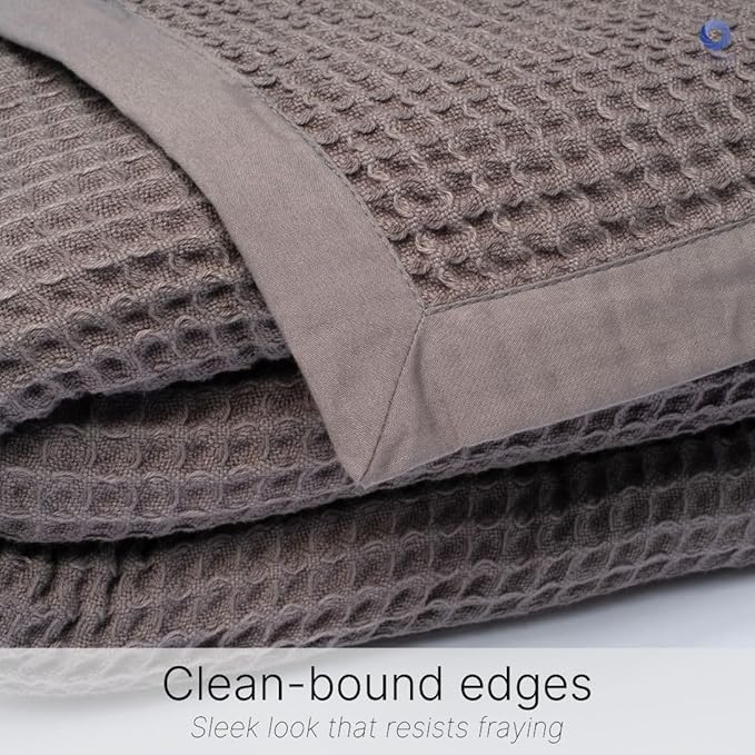9Threads GOTS Certified Organic Cotton Waffle Weave Blanket, Twin Bed Size, 66"X90"Cozy Throw Blanket for Couch, Modern Home Decor, Throw Blankets,Waffle Blanket & Soft Bed Blankets -Charcoal Grey